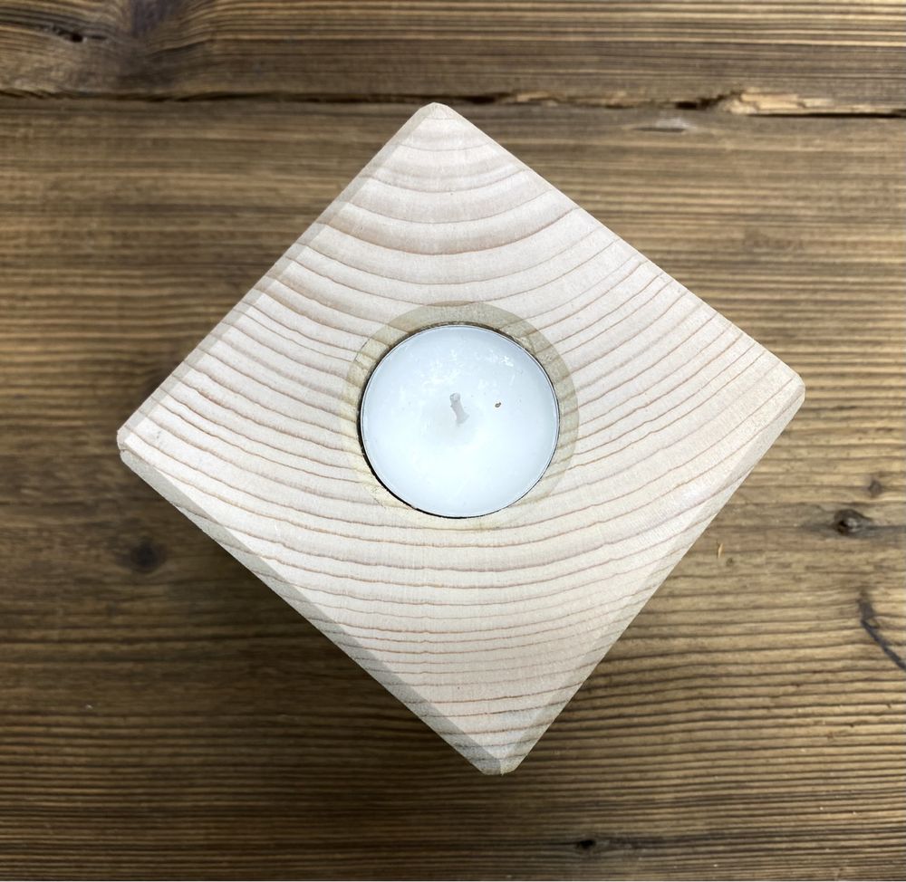 Świecznik drewniany naturalne drewno tealight Boże Narodzenie