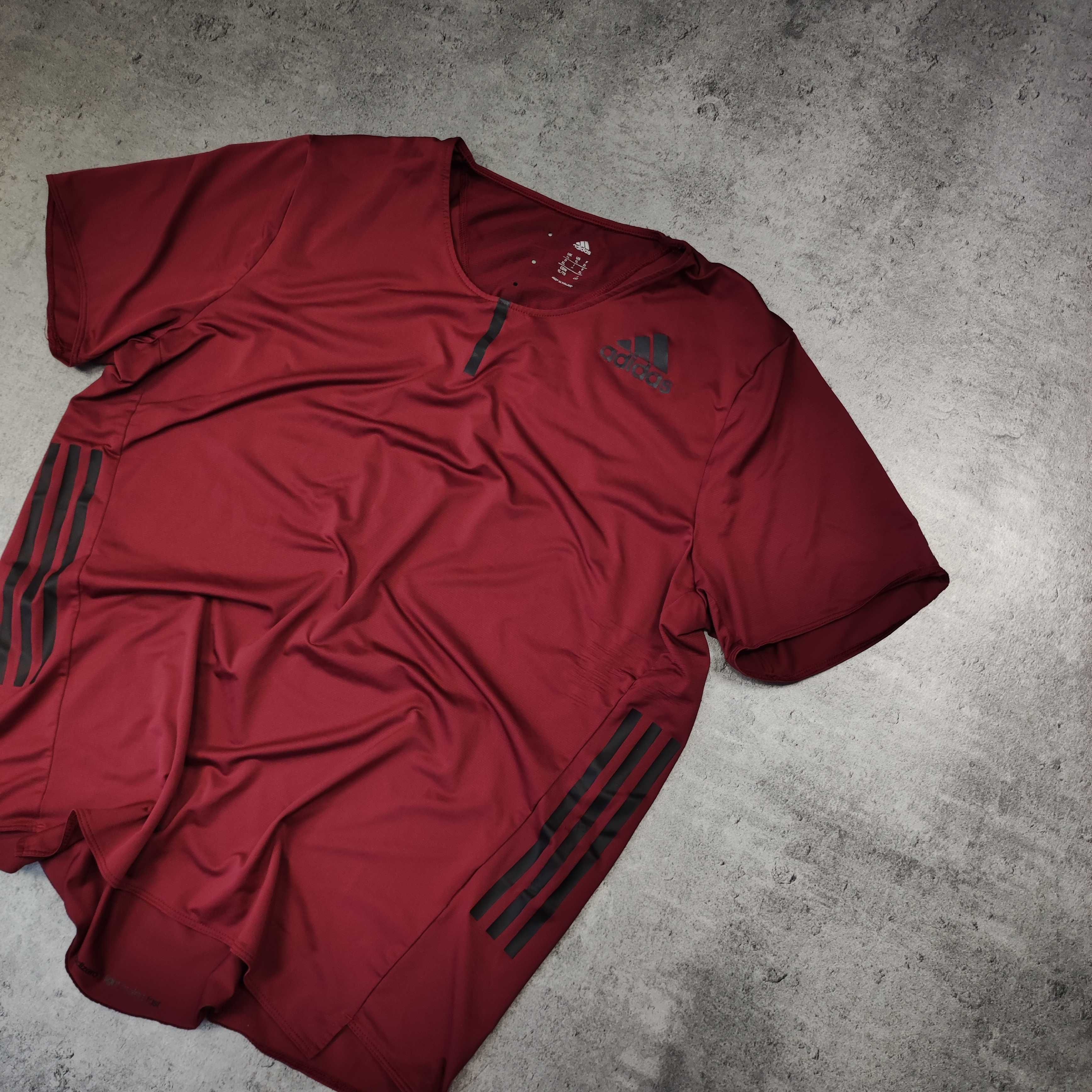 DAMSKA Koszulka Bluzka Lekka Przewiewna Sportowa adidas Logo Bordowa