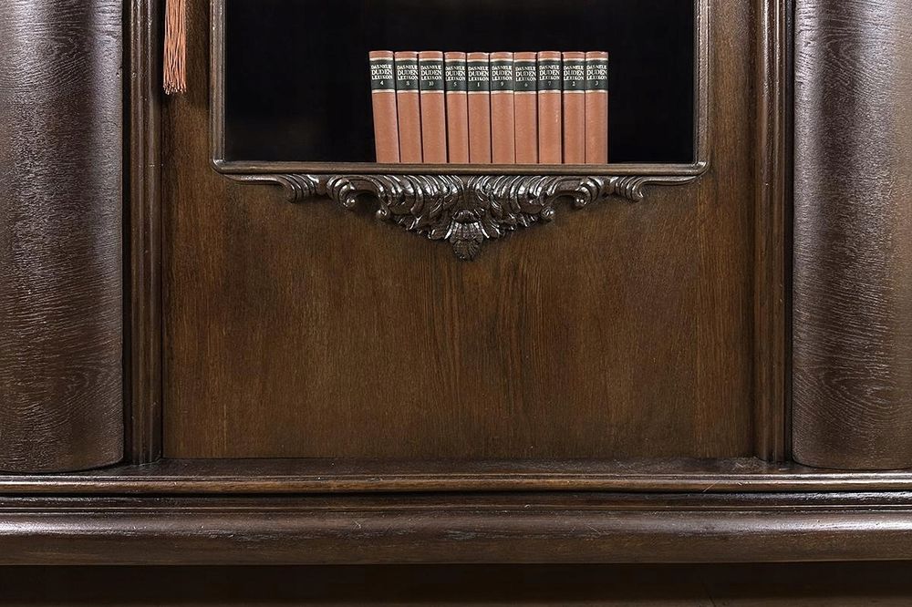 BIBLIOTEKA 3-drzwiowa faliste DRZWI antyk WITRYNA SZAFA rzeźbiona