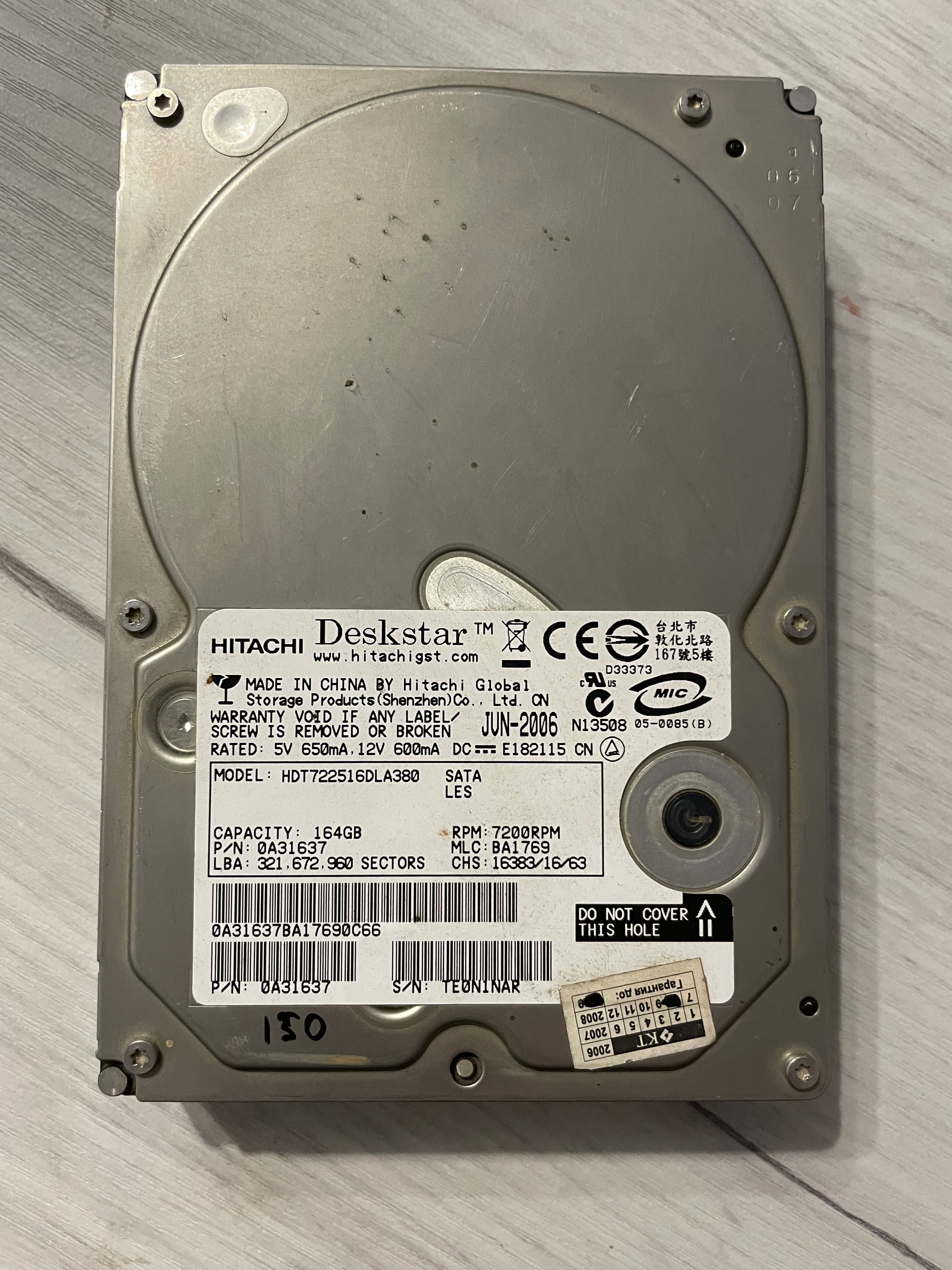 Жесткий диск HDD Hitachi 165 Gb