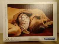 Włoskie puzzle Clementoni 500 el. Pies i Kotek 49x36 cm
