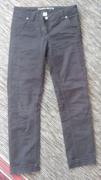 Плотные котоновые коричневые штаны брюки на девочку рост 140-150