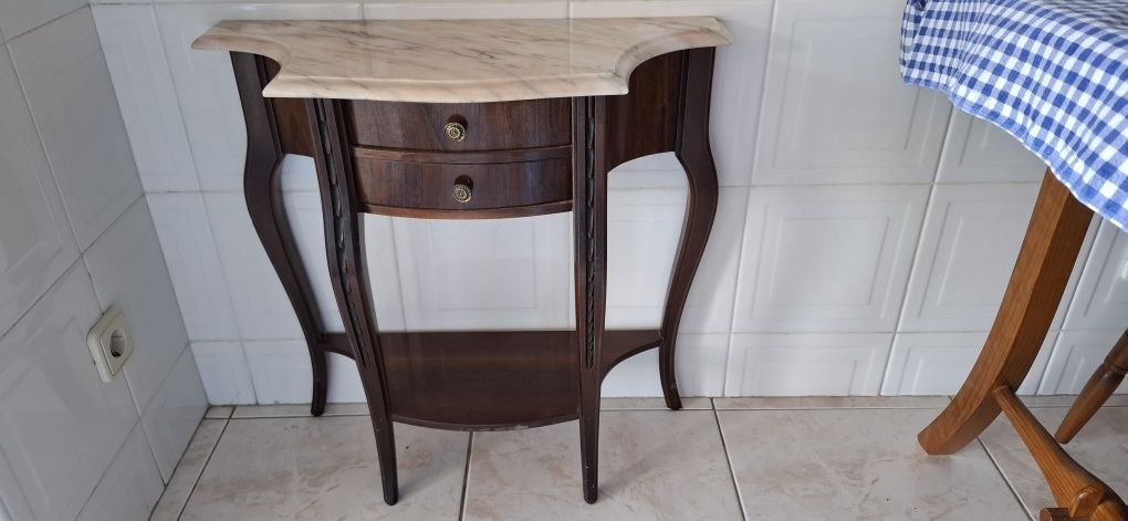 Mesa de Apoio / Consola com tampo de mármore