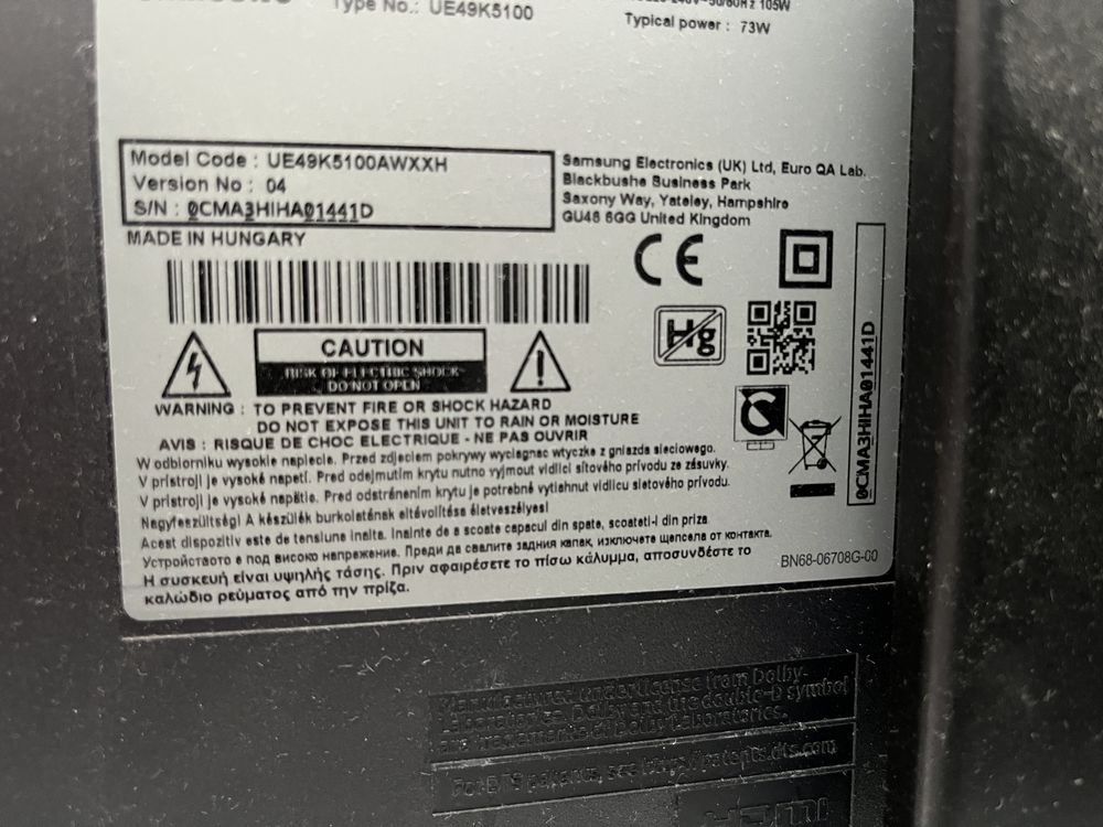 Uszkodzony telewizor samsung
