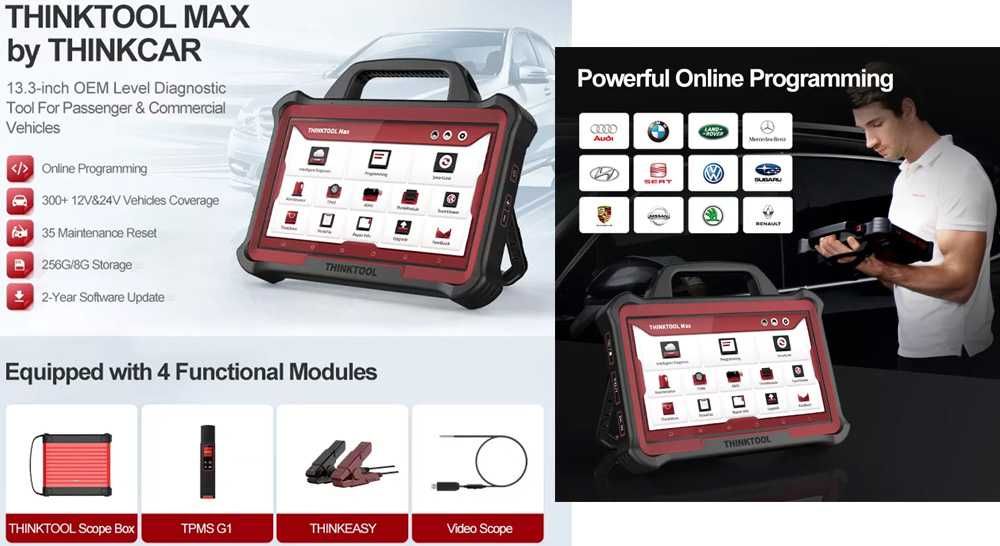 ThinkCar MAX Máquina Diagnóstico OBD Topo Gama PassThru J2534 (NOVO)