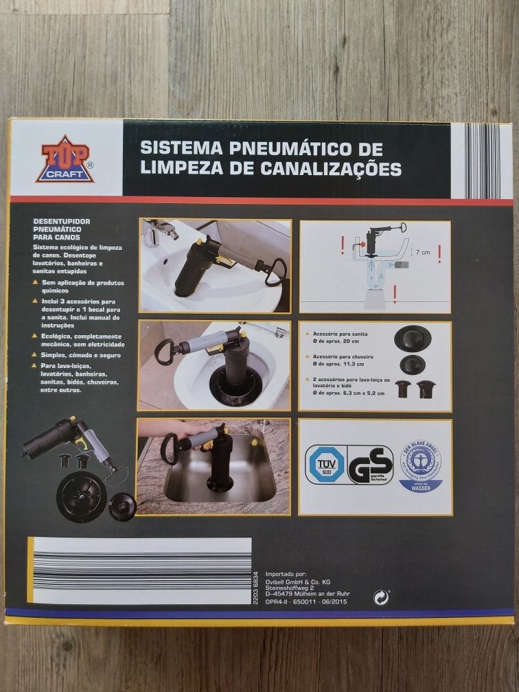 Sistema pneumático de limpeza de canalizações