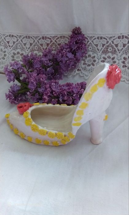 Пепельница статуэтка туфелька керамика