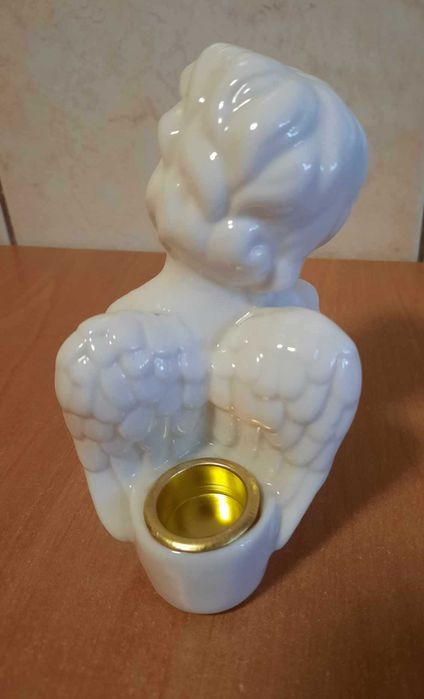 Aniołek biały świecznik