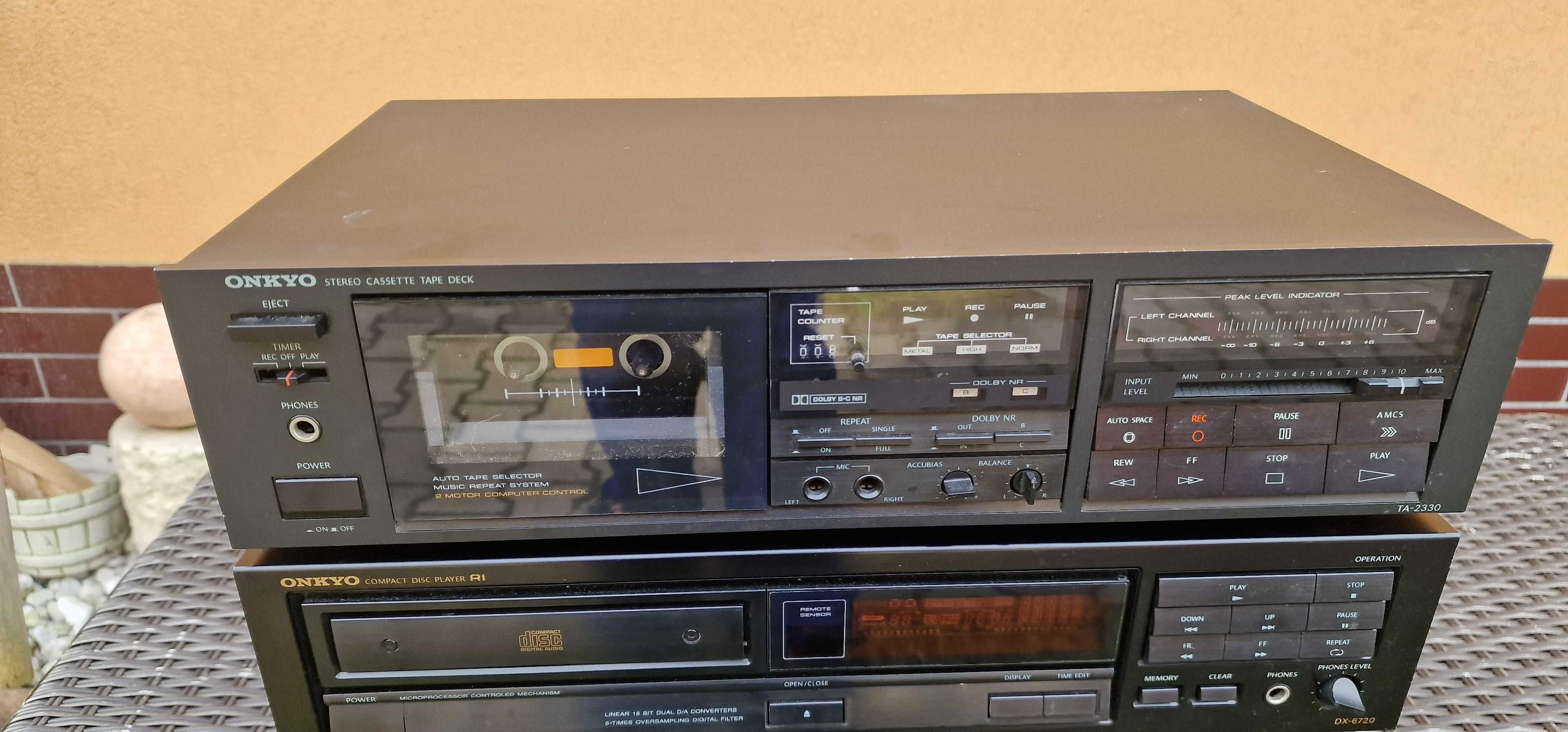 zestaw stereo ONKYO amplituner + cd + magnetofon