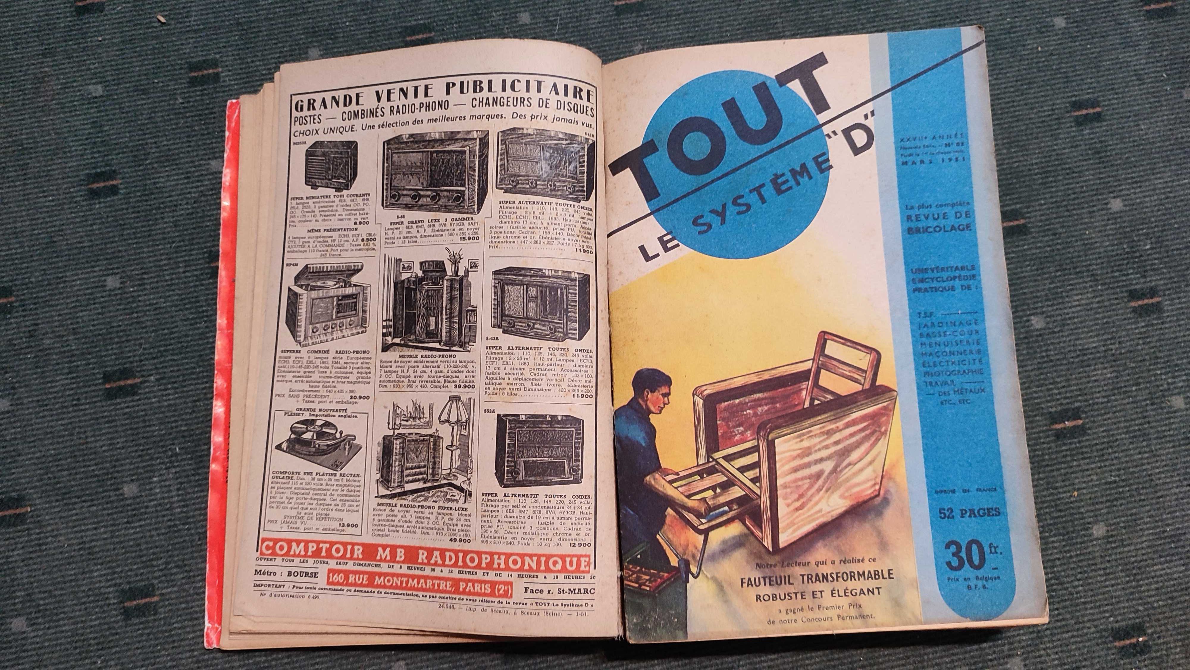 12 Revistas antigas de Bricolage TOUT LE SYSTEME "D" - 1951