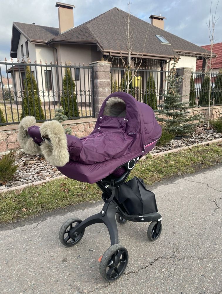 Коляска дитяча Stokke V6 2в1 люлька прогулка футмуф winter kit сумка