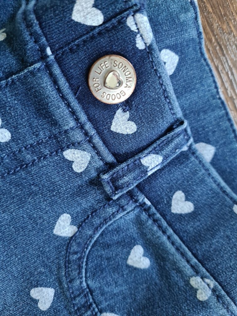 Sonoma jeansowe jegginsy w serduszka 116 nowe