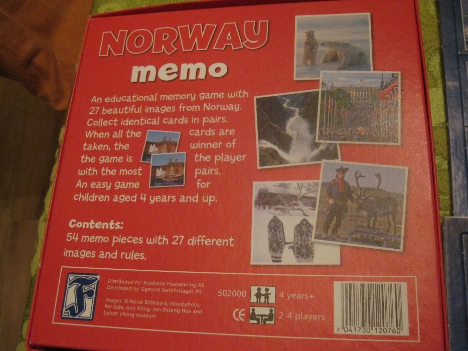 Gra memo , Norwegia ,nowa, Norway memo gra pamięciowa