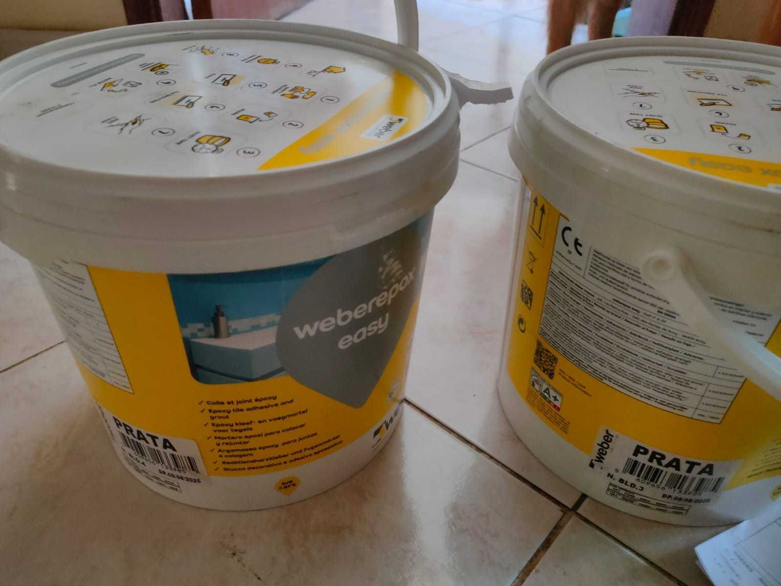 Vende-se 2 latas de Betumação para juntas Weberepox Easy cor prata