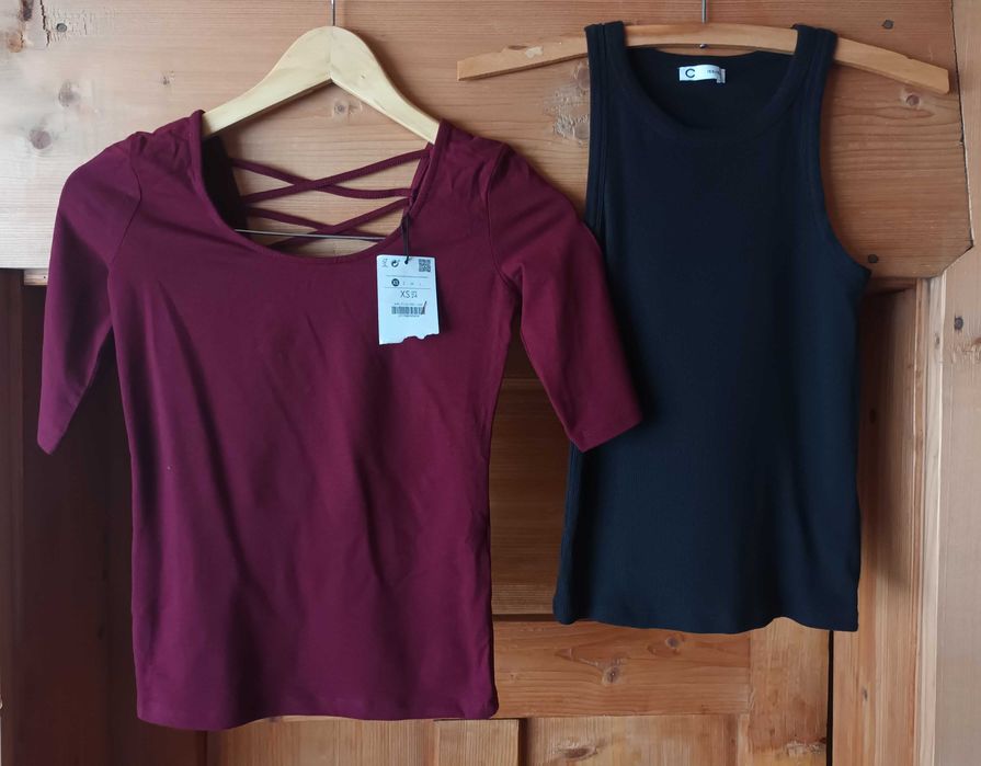 BERSHKA CUBUS czarny top  NOWA bordowa  bluzka r.34