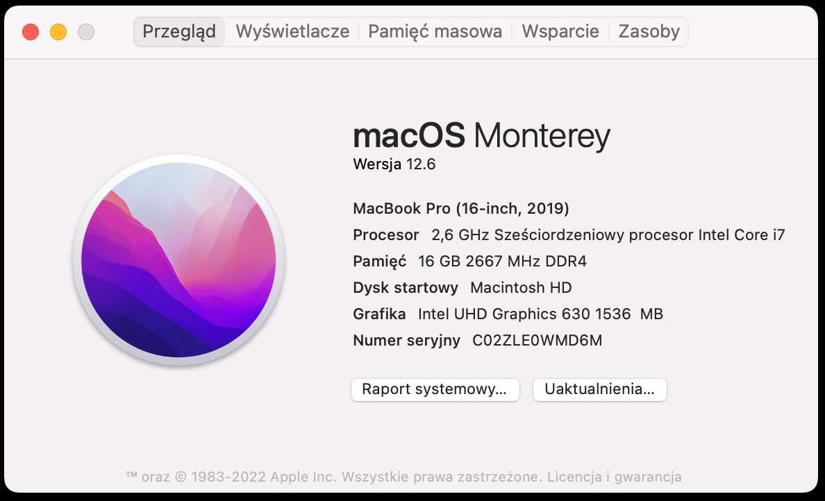 Macbook Pro 16” 2019 i7 16gb 512gb Space Grey