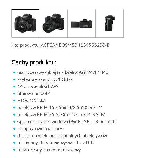 Idealny aparat do vlogowania i streamingu CANON EOS M50 MARK II