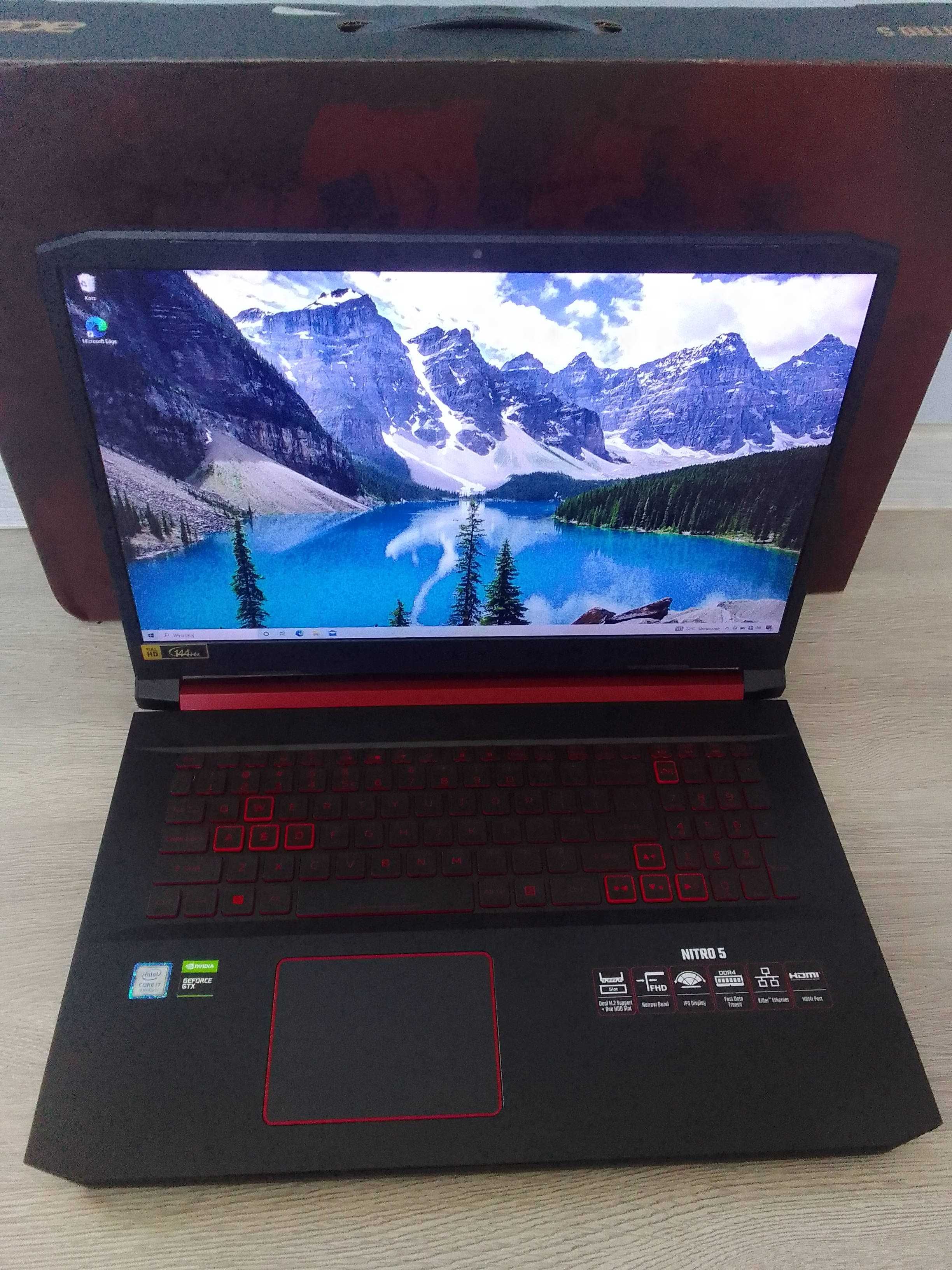 Acer Nitro 5, i7 9750H, 1660TI, 17'3 cala, dwa dyski Super stan.