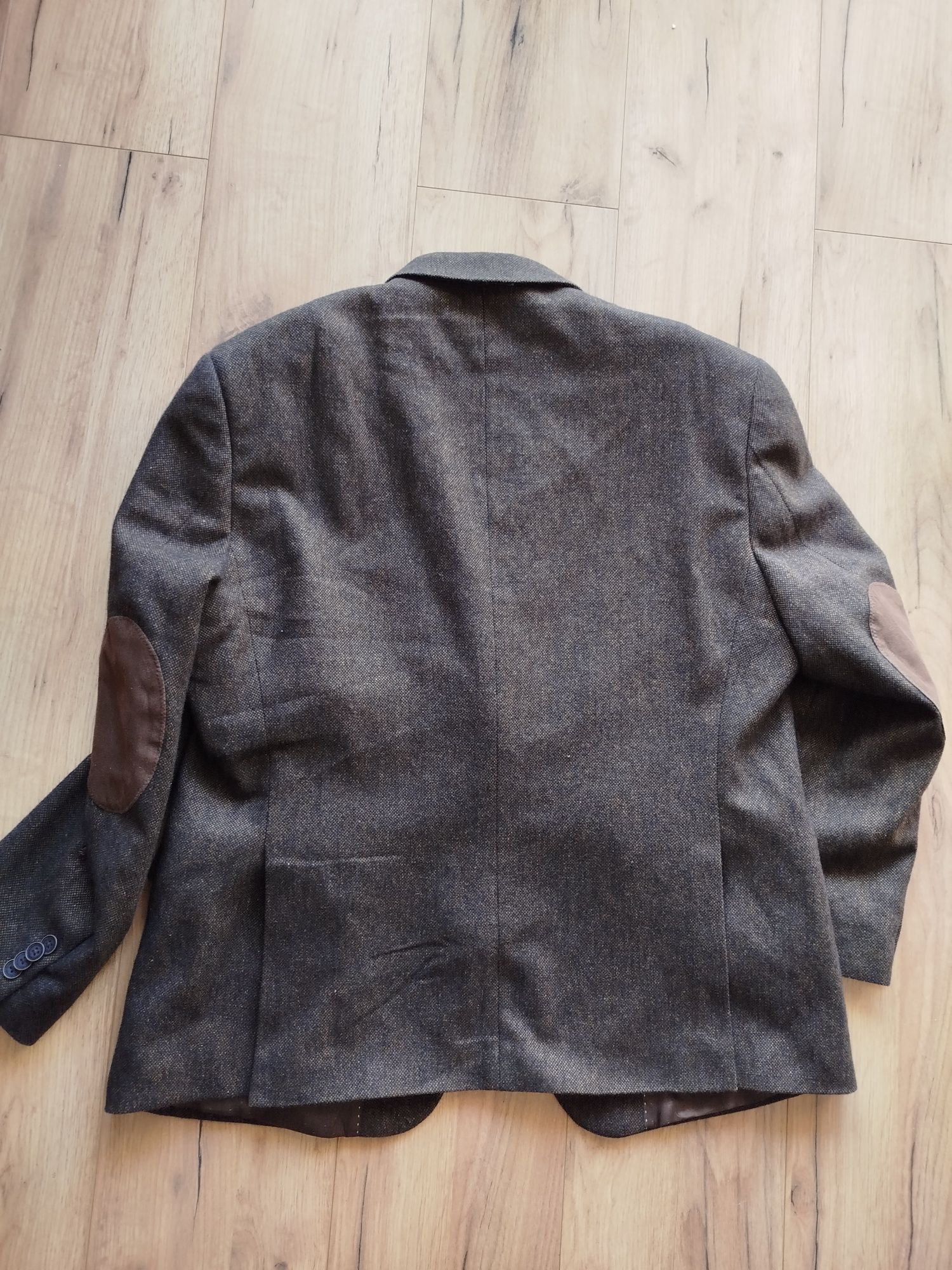 marynarka tommy wełniana old money z latami na lokciach oversize