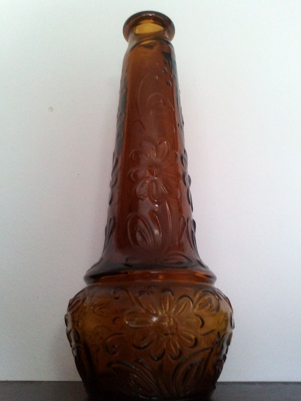 Vaso vidro âmbar meio do século Vintage Dabs Made in Portugal