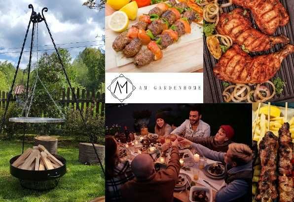 Grill ogrodowy  Kompletny zestaw TRÓJNÓG KUTY + PALENISKO + RUSZT