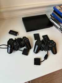 Playstation 2 Slim + 2 Pady 2x karta pamięci 8 gier