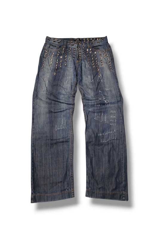 Y2K Dolce Gabriele Studded Avant Garde Spodnie Jeansowe 54/34 tall