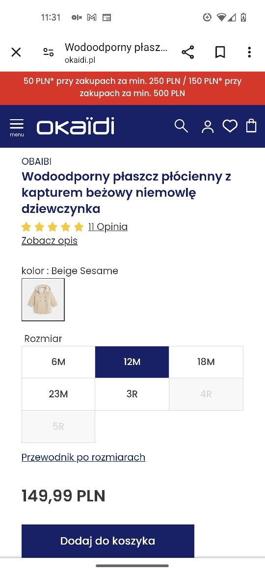 Wodoodporny płaszczyk płócienny 74