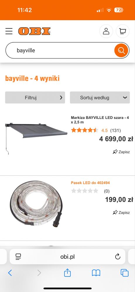 Markiza elektryczna z oswietleniem 4x2,5m