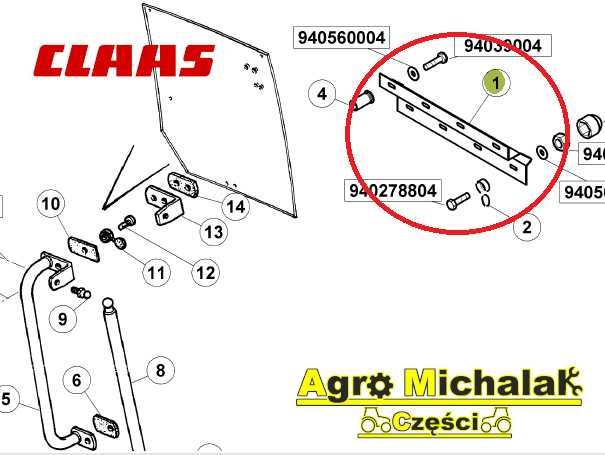 Zawias tylnej szyby CLAAS  ARION, AXION , ARES 566, 540, 610, 640