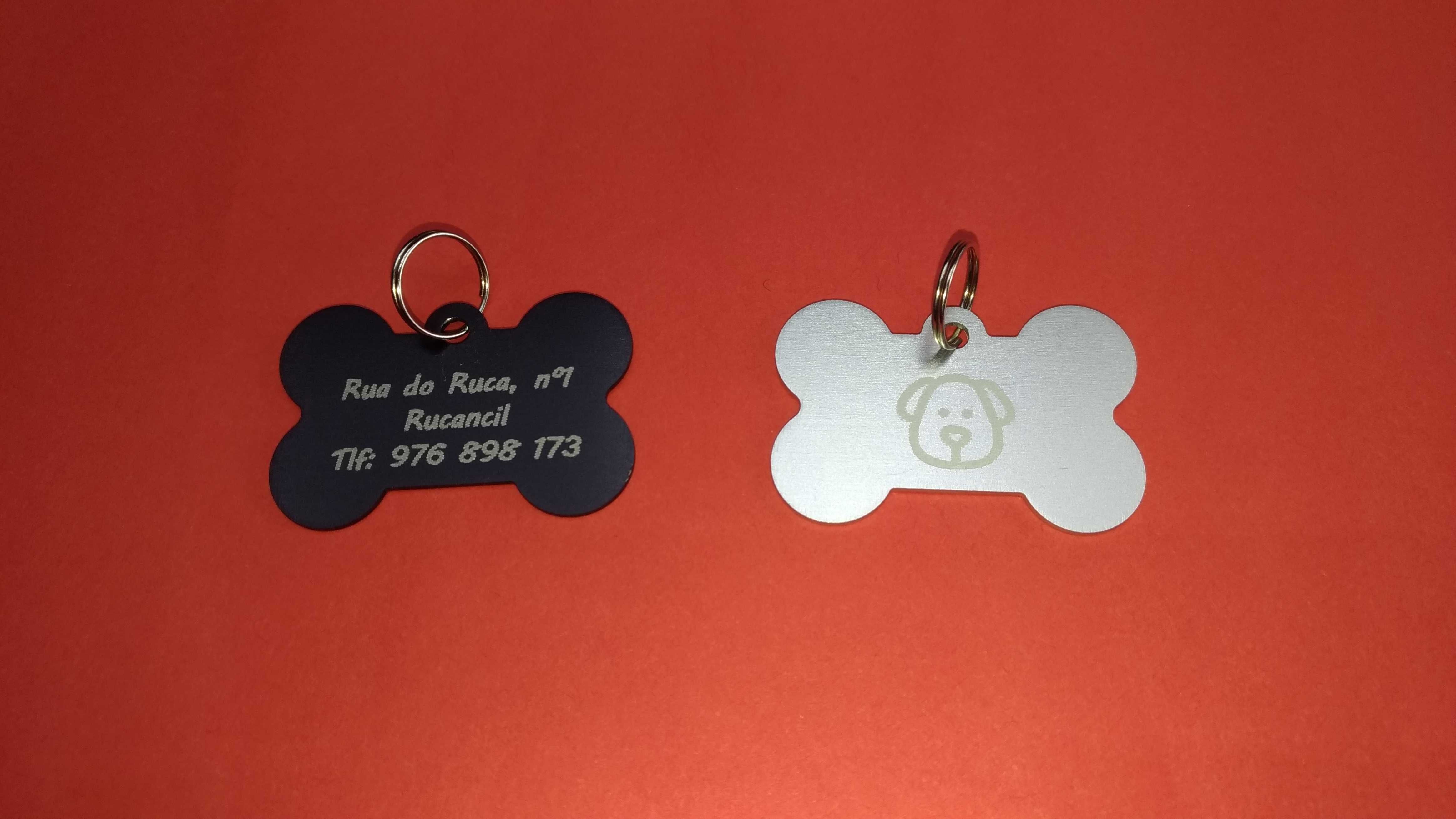 Chapa de identificação personalizada para cães (Frente e verso)