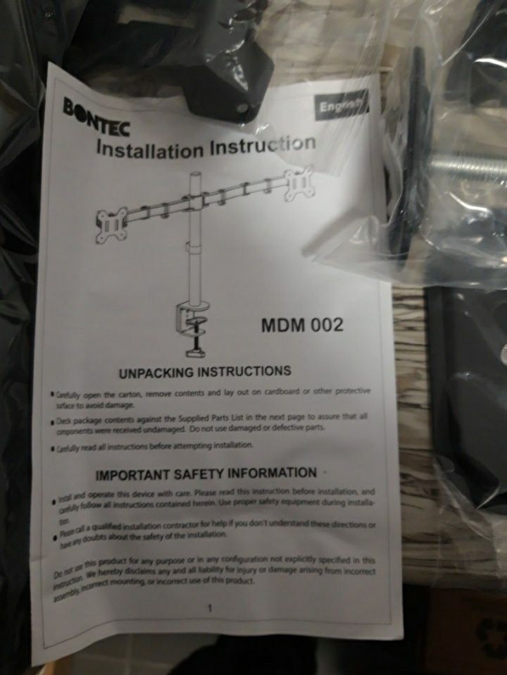 Uchwyt stojak na 2 monitory 13-27"Bontec