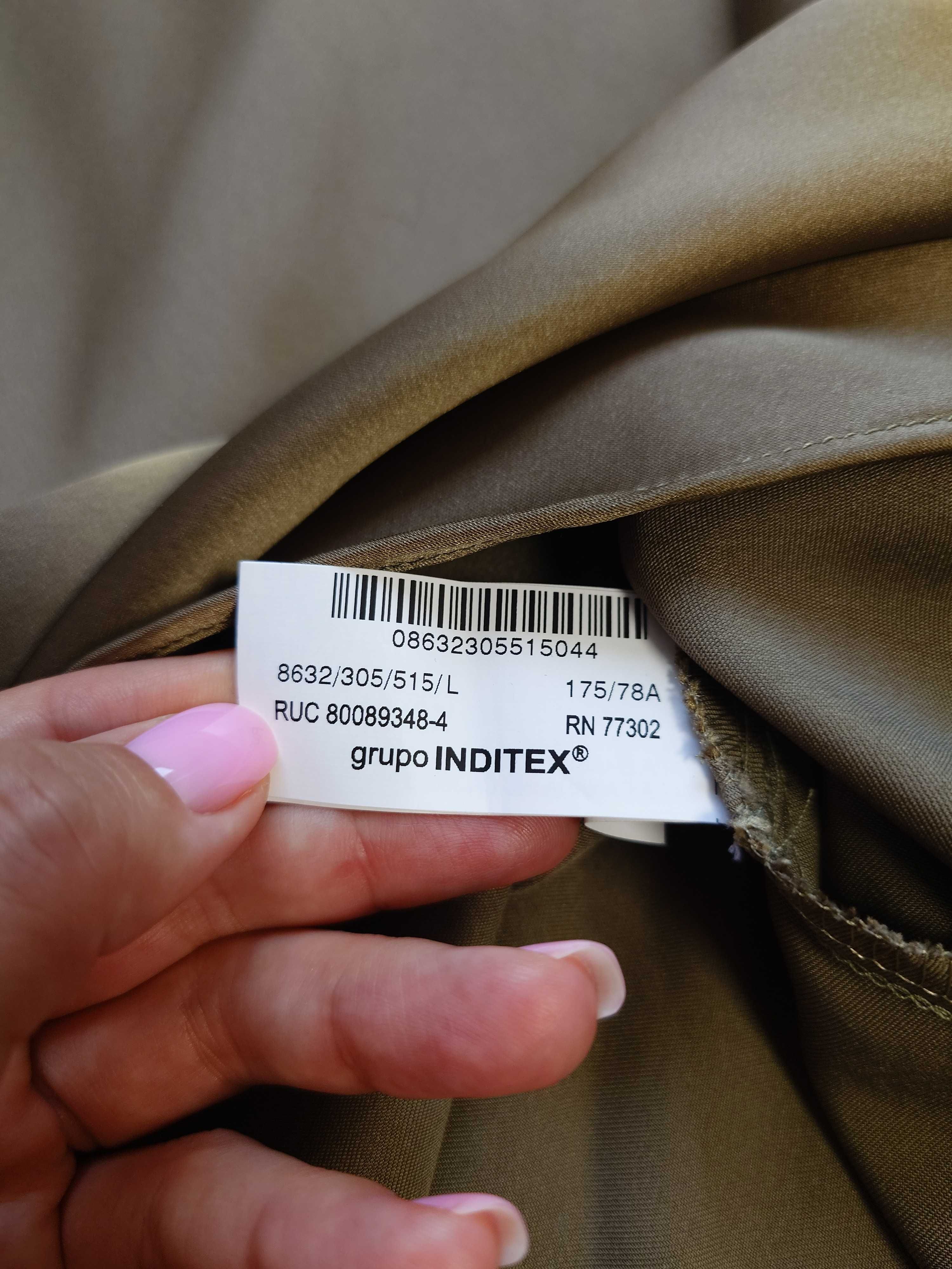 Spódnica midi satynowa w kolorze khaki, Zara L