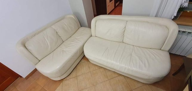 sofa - pufa x2 skóra naturalna