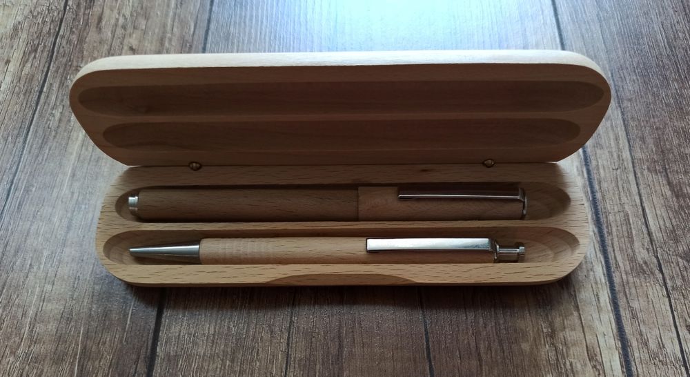 Drewniany zestaw pióro + długopis
