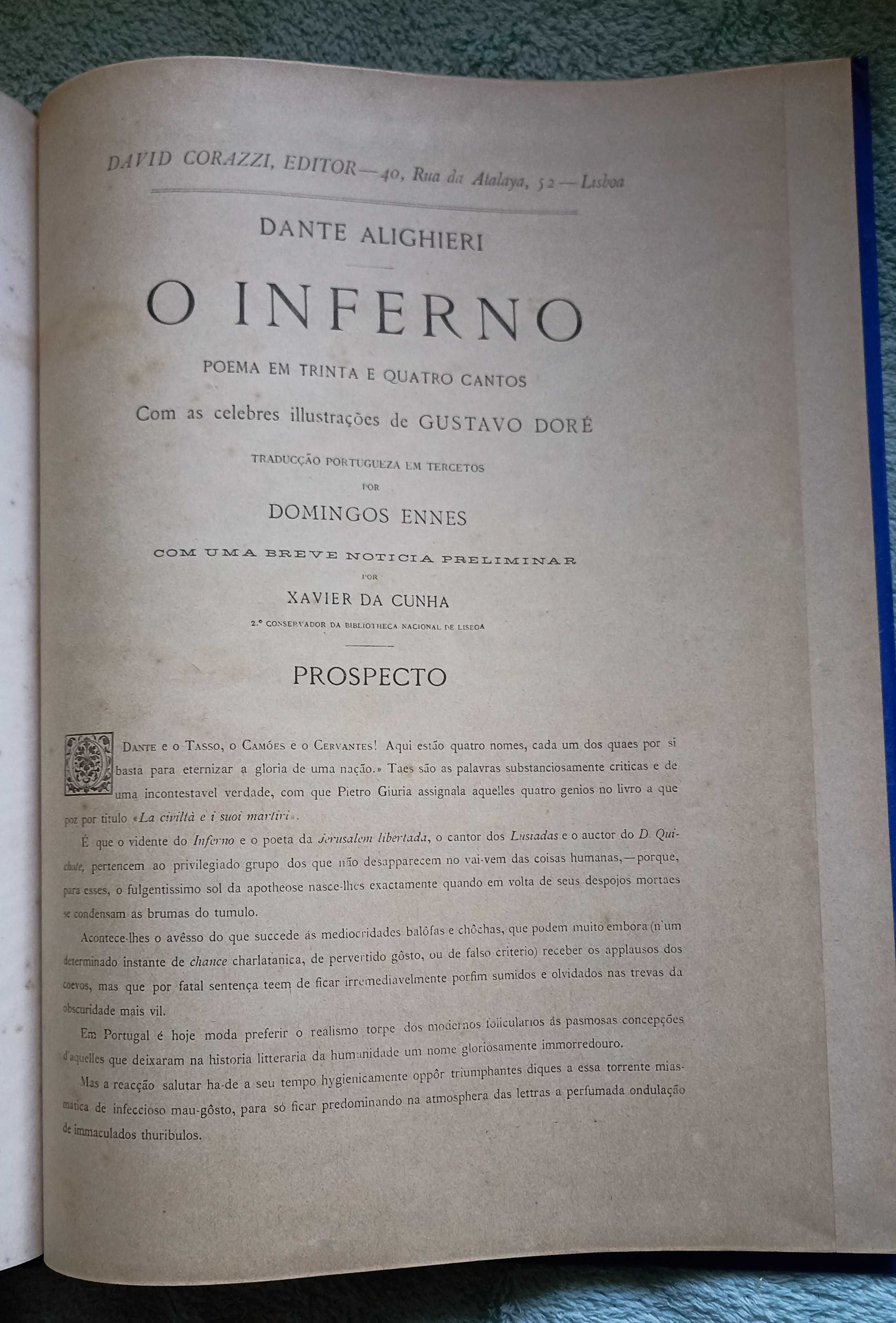O Inferno de Dante (Prospecto, peça de colecionador de 1887)
