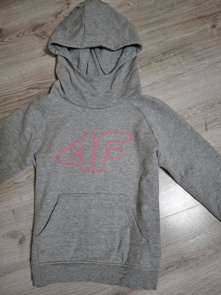 4F J.Nowa Bluza Dziewczęca 4F! Szara! Kaptur! Duże Logo 4F! Roz.158!