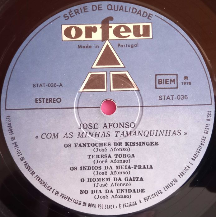 José Afonso	- - - - -		Com as Minhas Tamanquinhas	- - - - -	LP