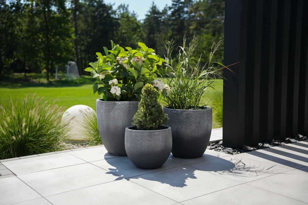 Zestaw 3 donic betonowych duże donice ogrodowe z betonu na kwiaty