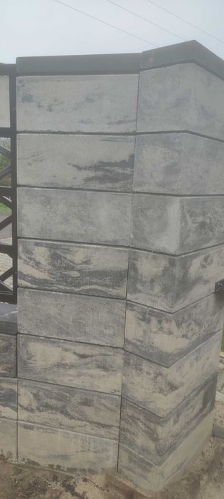 Bloczek Cobus ogrodzenie gładki Buszrem mix stalowy grafit muszlowy