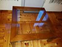 Stolik kawowy kwadrat drewniany plus szkło