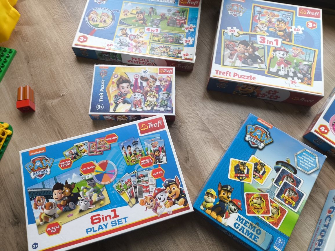 Mega zestaw gier i puzzli Psi patrol memory chińczyk octopus bingo