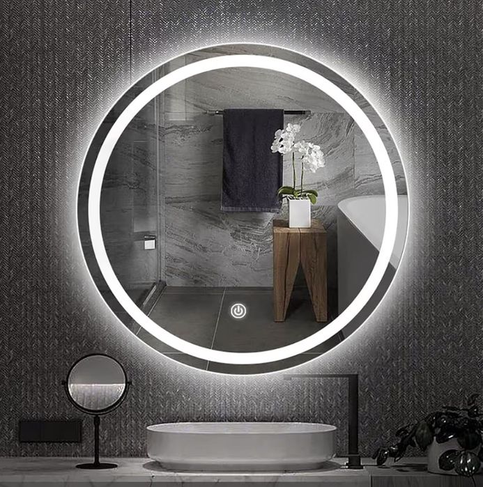 Okrągłe lustro łazienkowe z LED 60 cm