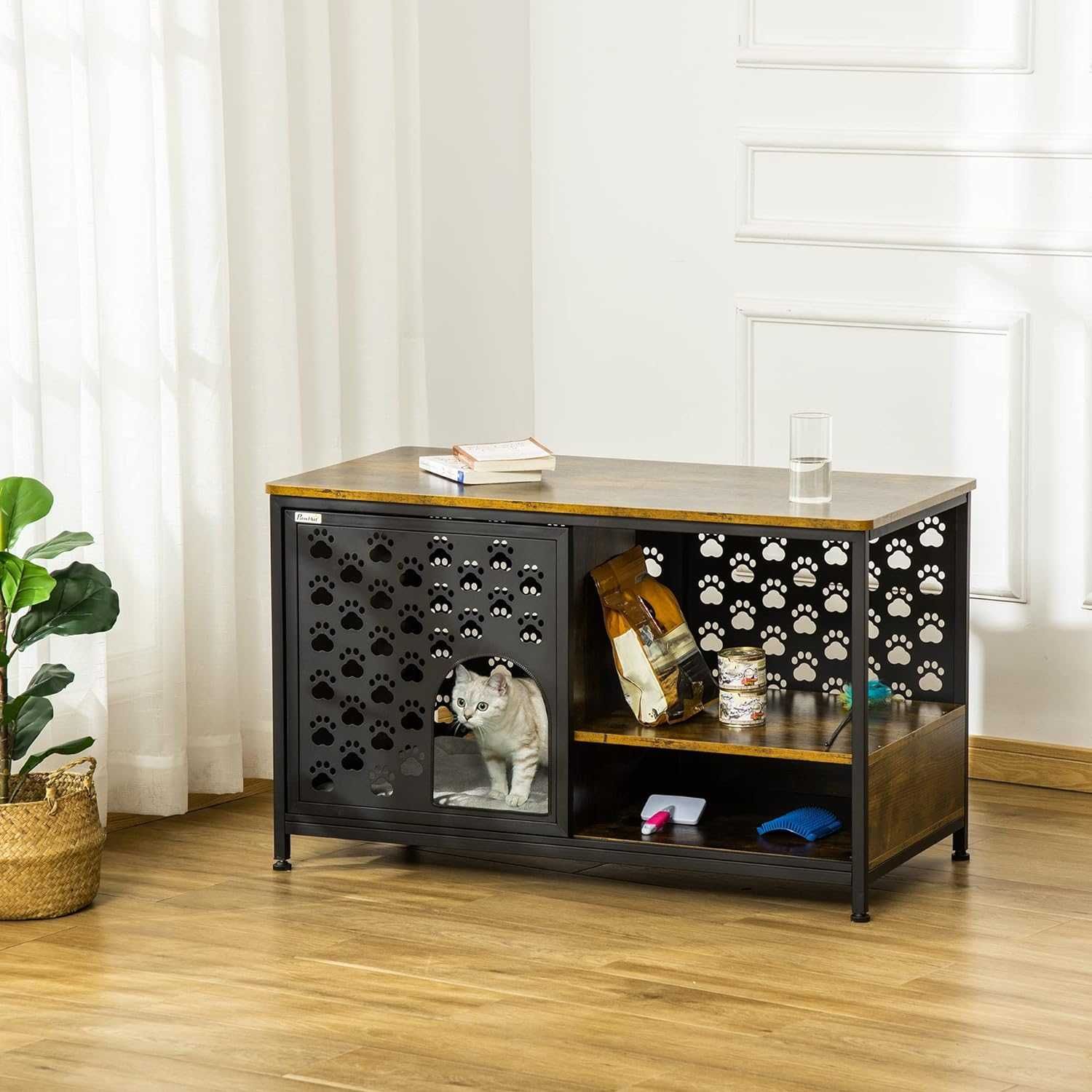 Mesa de apoio ou cabeceira 101x 60x 52 cm com espaço para cama de gato