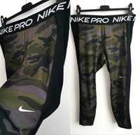 Nike Pro legginsy sportowe damskie logowane moro XL