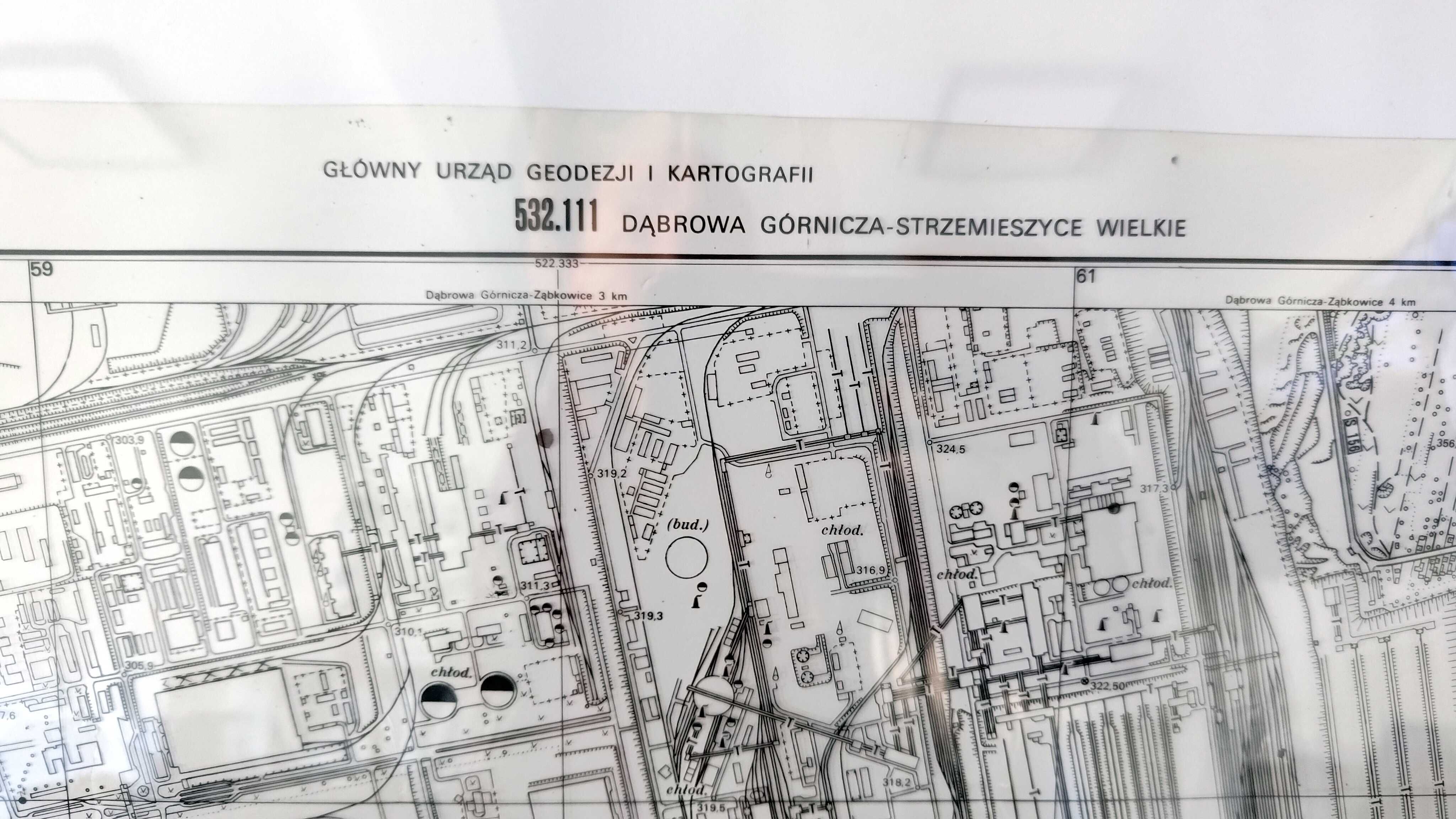 mapa PRL transparentna foliogram oryginał tajne plakat