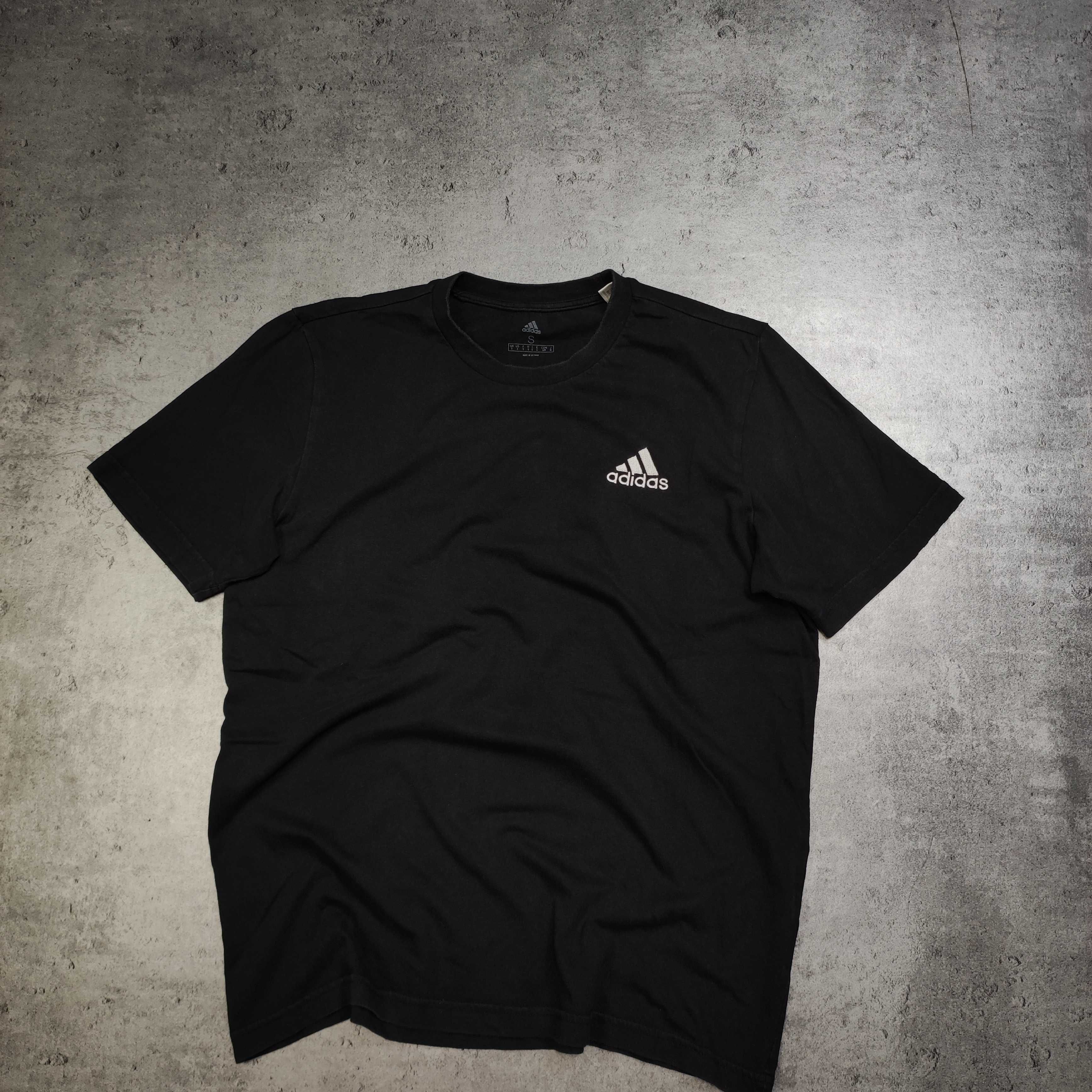 MĘSKA Koszulka PREMIUM Adidas Casual Czarna Bawełna Małe Logo Clima