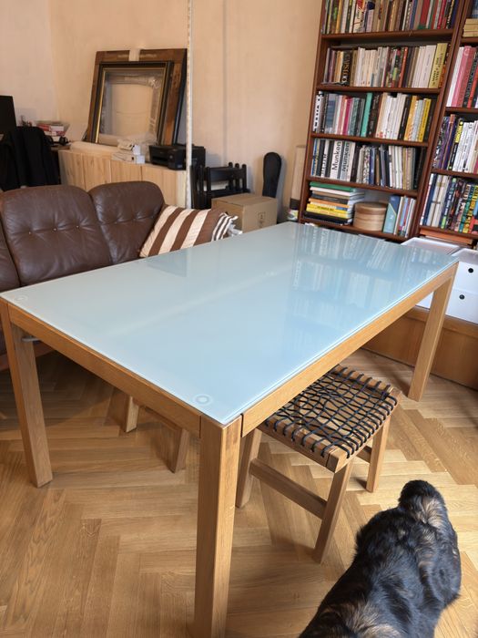 Ikea RISTI, stół drewniany dębowy z szufladami / biurko