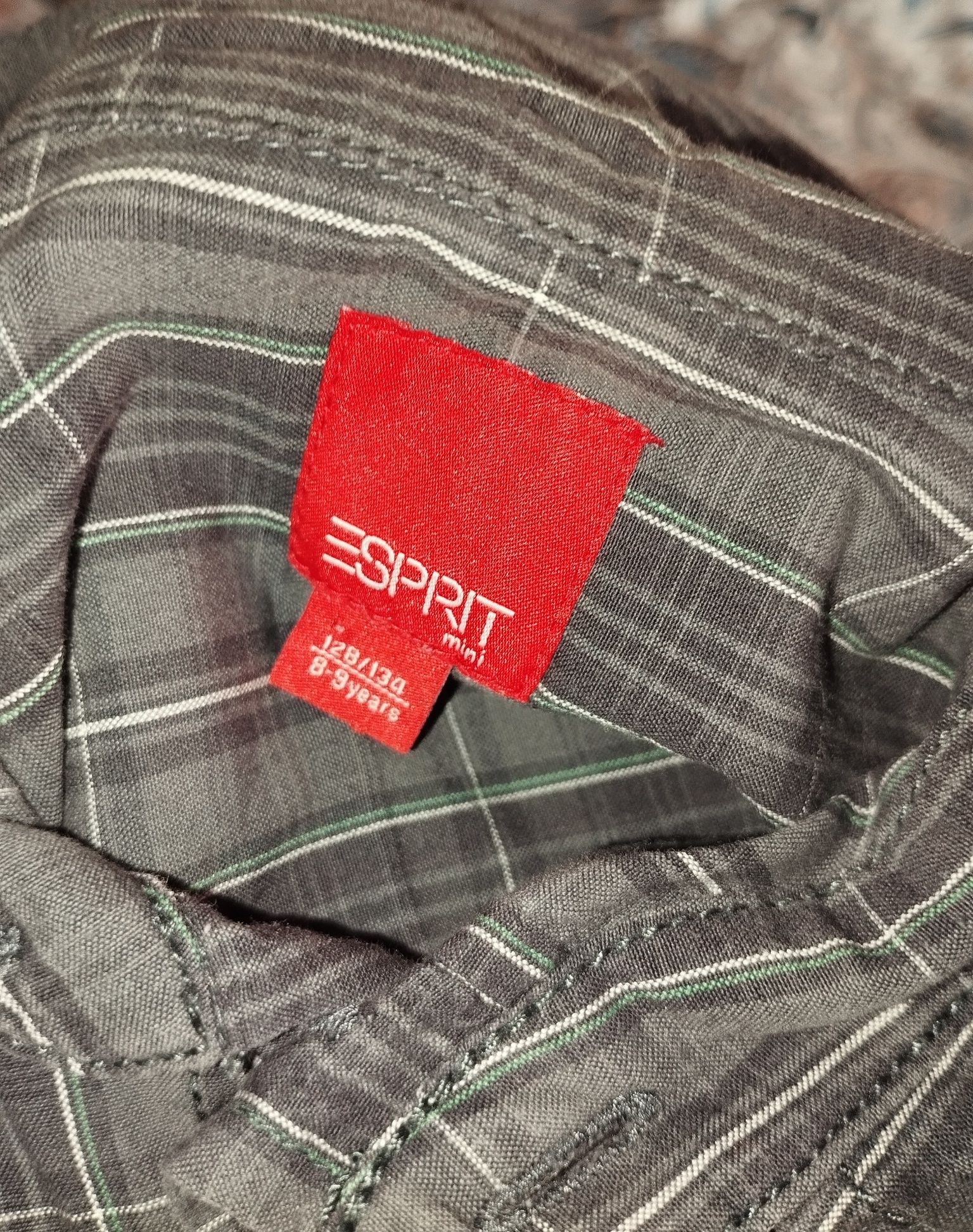 Koszula Esprit Mini Długi Rękaw Kratka Szara 128-134 Bawełna