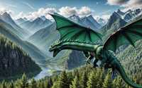 Plakat Zielony Smok Fantasy Green Dragon Poster Prezent